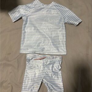 H&M Blue and White Rashguard Swim Set